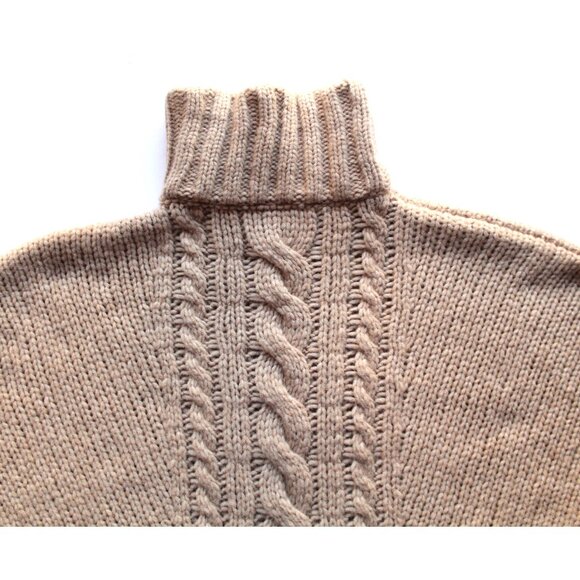 Smythe Turtleneck Blanket Sweater / Medium / Camel Oversized Chunky Knit Long - Picture 7 of 11